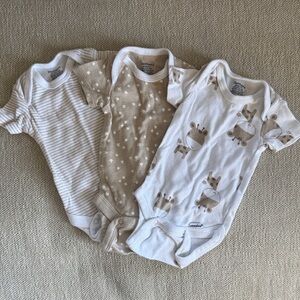Gerber Baby Bodysuit Trio - White, Tan, Cream